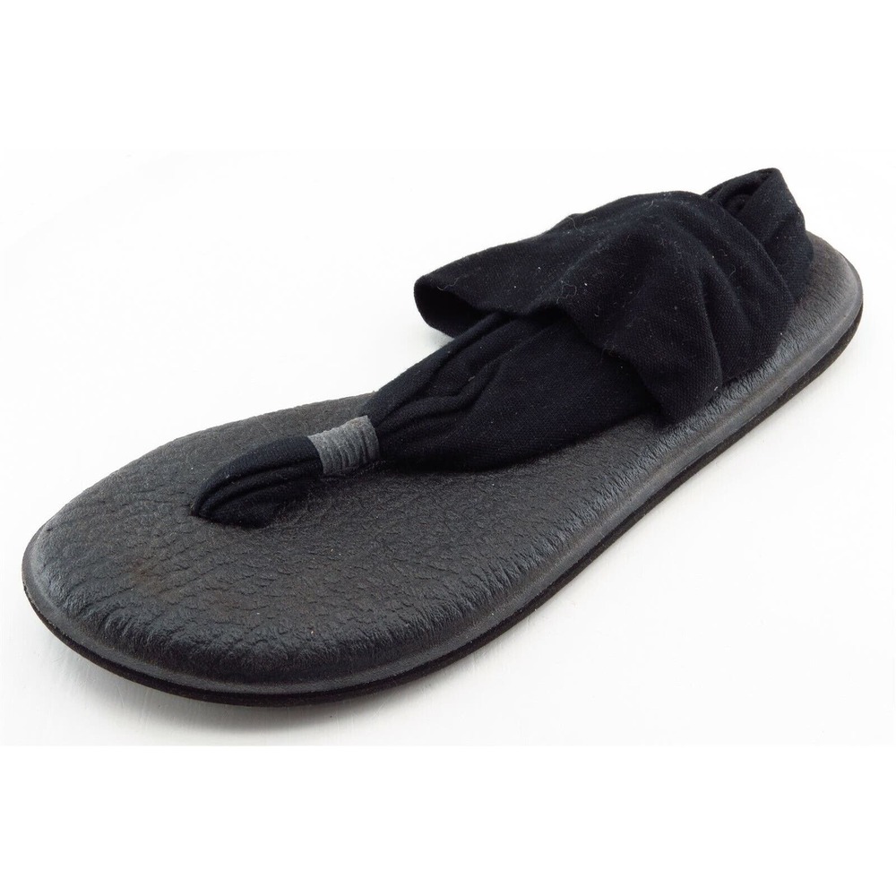 Sanuk Size 7 M Black Slingback‎ Fabric Women Sandal Shoes